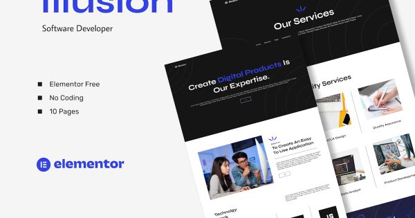 Illusion Software Developer Elementor Template Suite