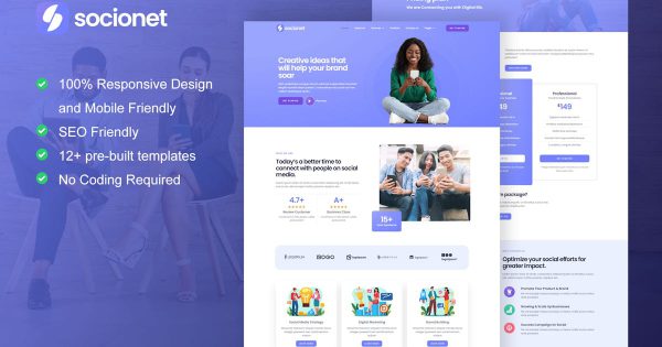 Socionet Social Media Marketing Agency Elementor Template Suite