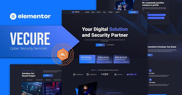 Vecure 网络安全服务 Elementor 模板套件