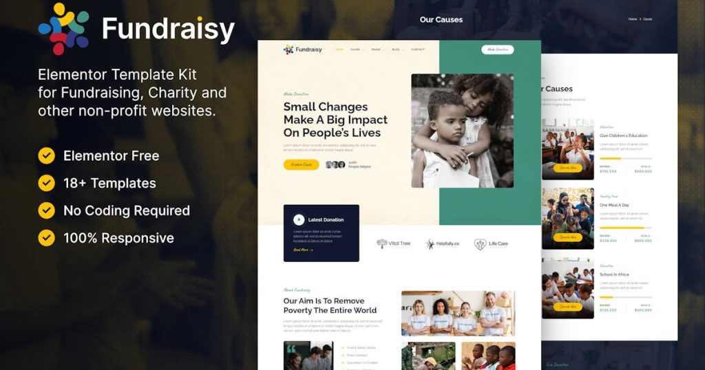 Fundraisy – 慈善与筹款元素模板套件