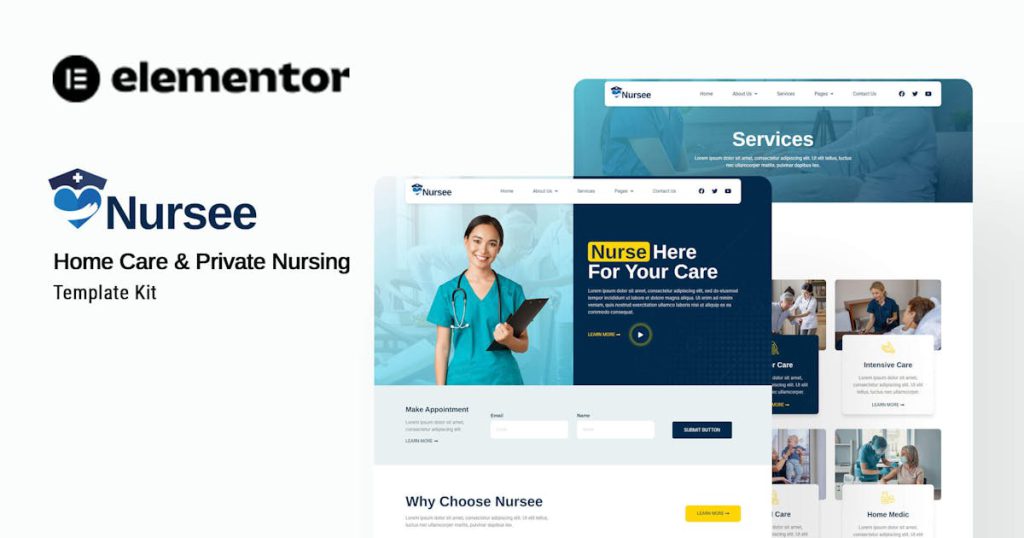 Nursee – 家庭护理和私人护理元素模板套件