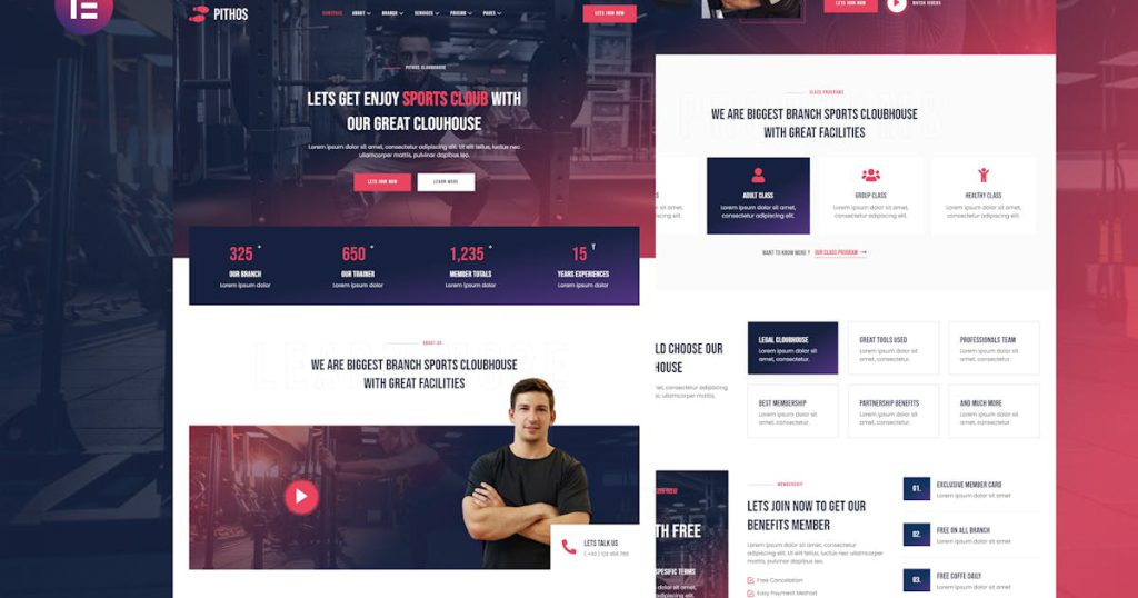 Pithos – Fitness Center & Cloubhouse Elementor Template Kit