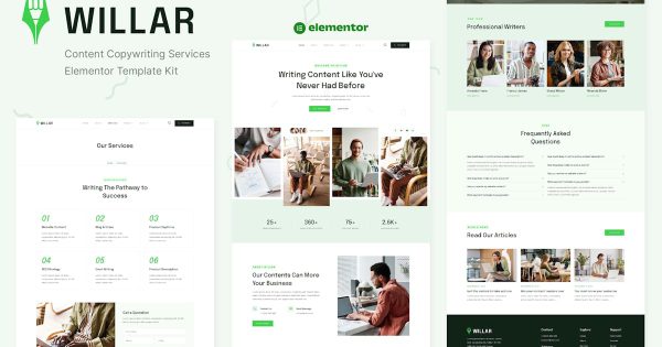 Willar Content Copywriting Services Elementor Template Suite