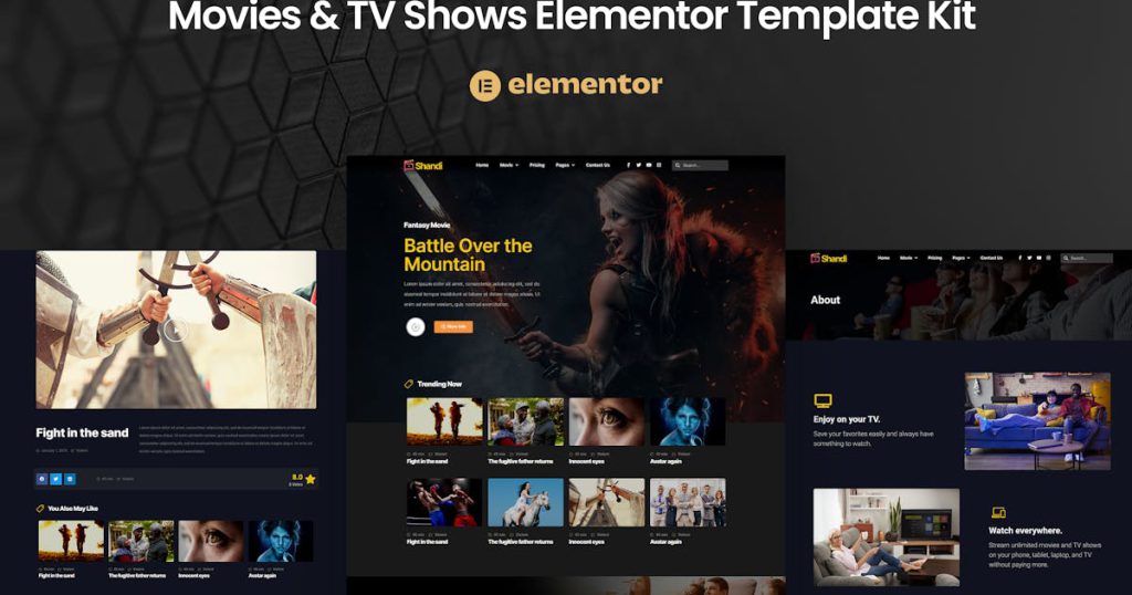 Shandi – Movies & TV Shows Elementor Template Kit