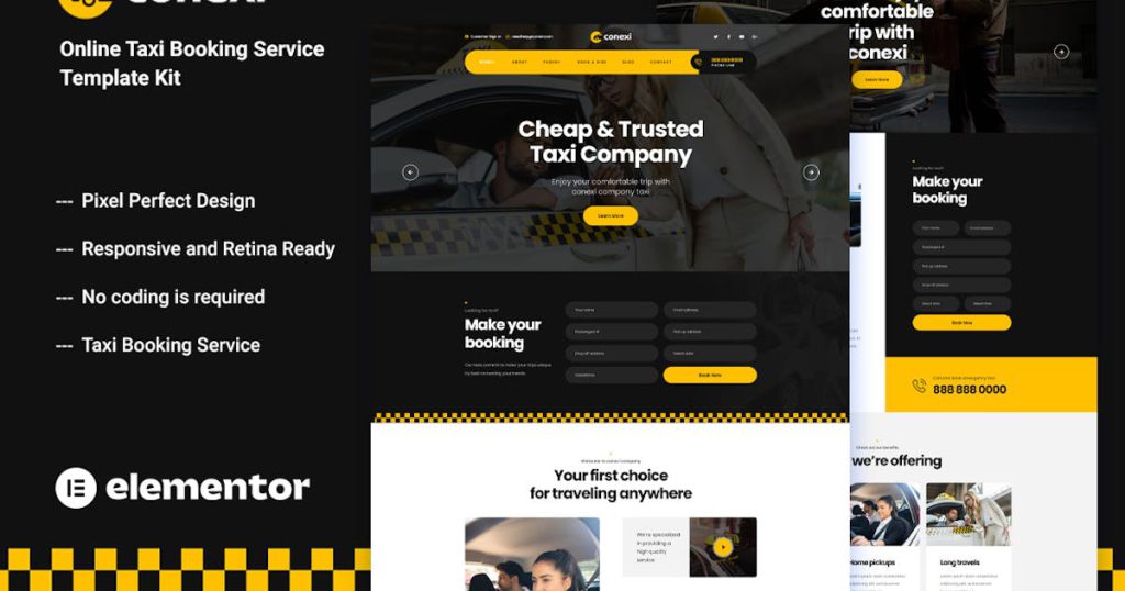 Conexi – 在线出租车预订服务模板套件