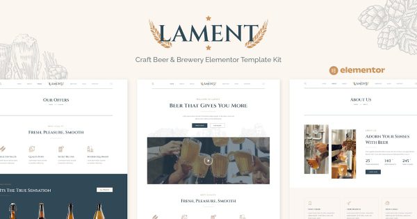 Lament Craft Beer Brewery Elementor Template Kit
