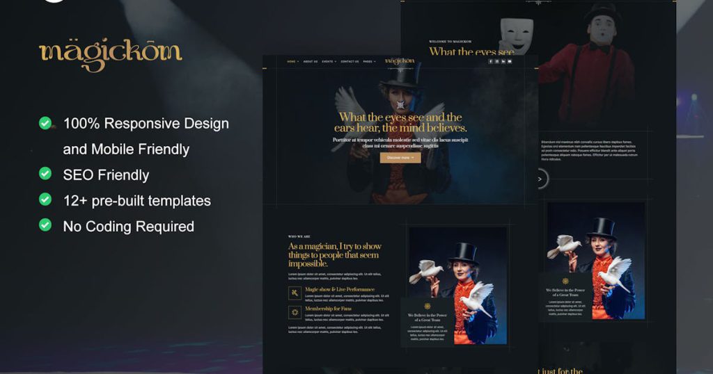 Magickom – Magician Elementor Template Kit