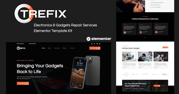 Trefix 电子产品和小工具维修服务 Elementor 模板套件