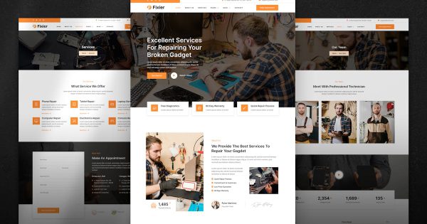 Fixier Gadgets Electronics Repair Services Elementor Template Kit