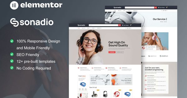 Sonadio Woocommerce 音频商店 Elementor Pro 模板套件