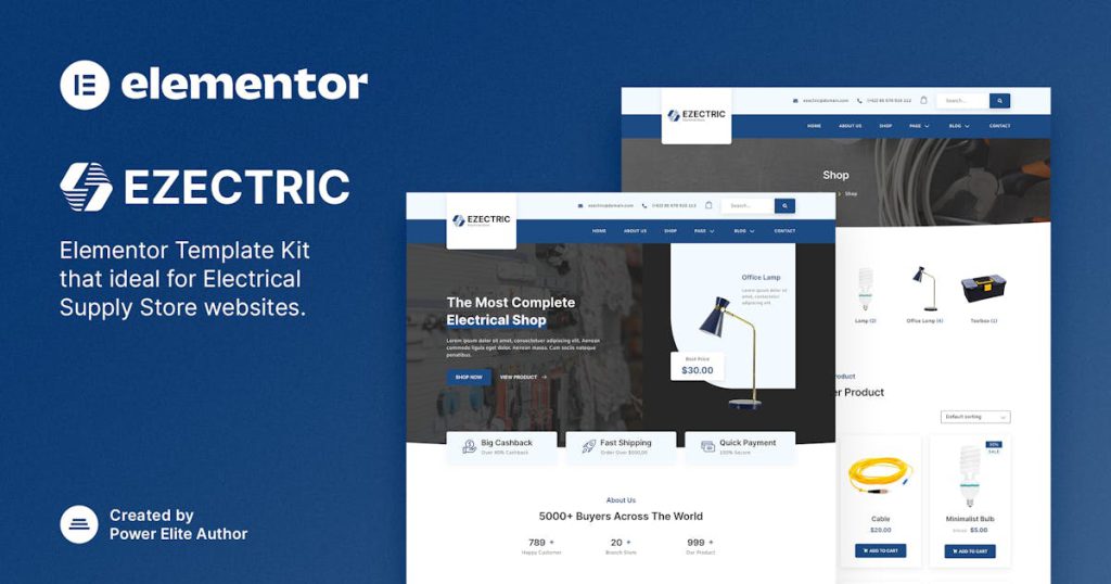 Ezectric – Electrical Supply Store Elementor Template Kit