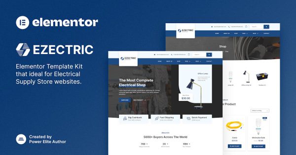 Ezectric Electrical Supply Store Elementor Template Kit